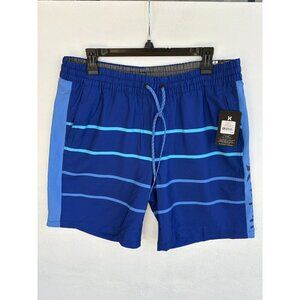 Hurley Mens Blue Striped Volley Swim Shorts Size L